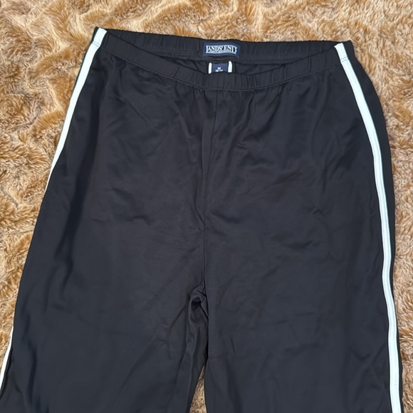 Lands’ End Black Pants with White Stripe Size M - Picture 1 of 11